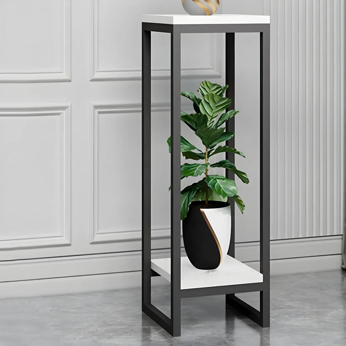 Waterproof 2 Tiers Rectangular Metal Home Decor Plant Stand Image - 33