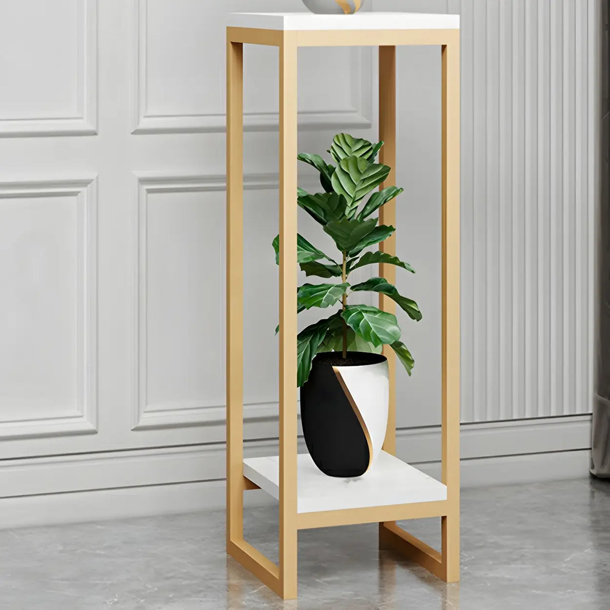 Waterproof 2 Tiers Rectangular Metal Home Decor Plant Stand Image - 34