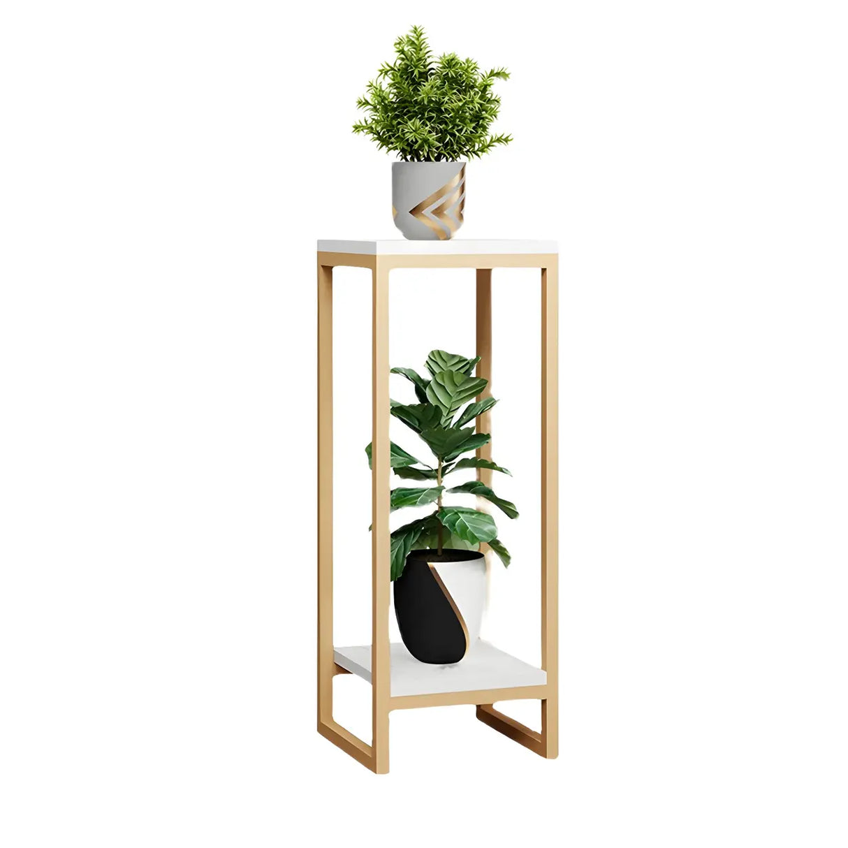 Waterproof 2 Tiers Rectangular Metal Home Decor Plant Stand Image - 9