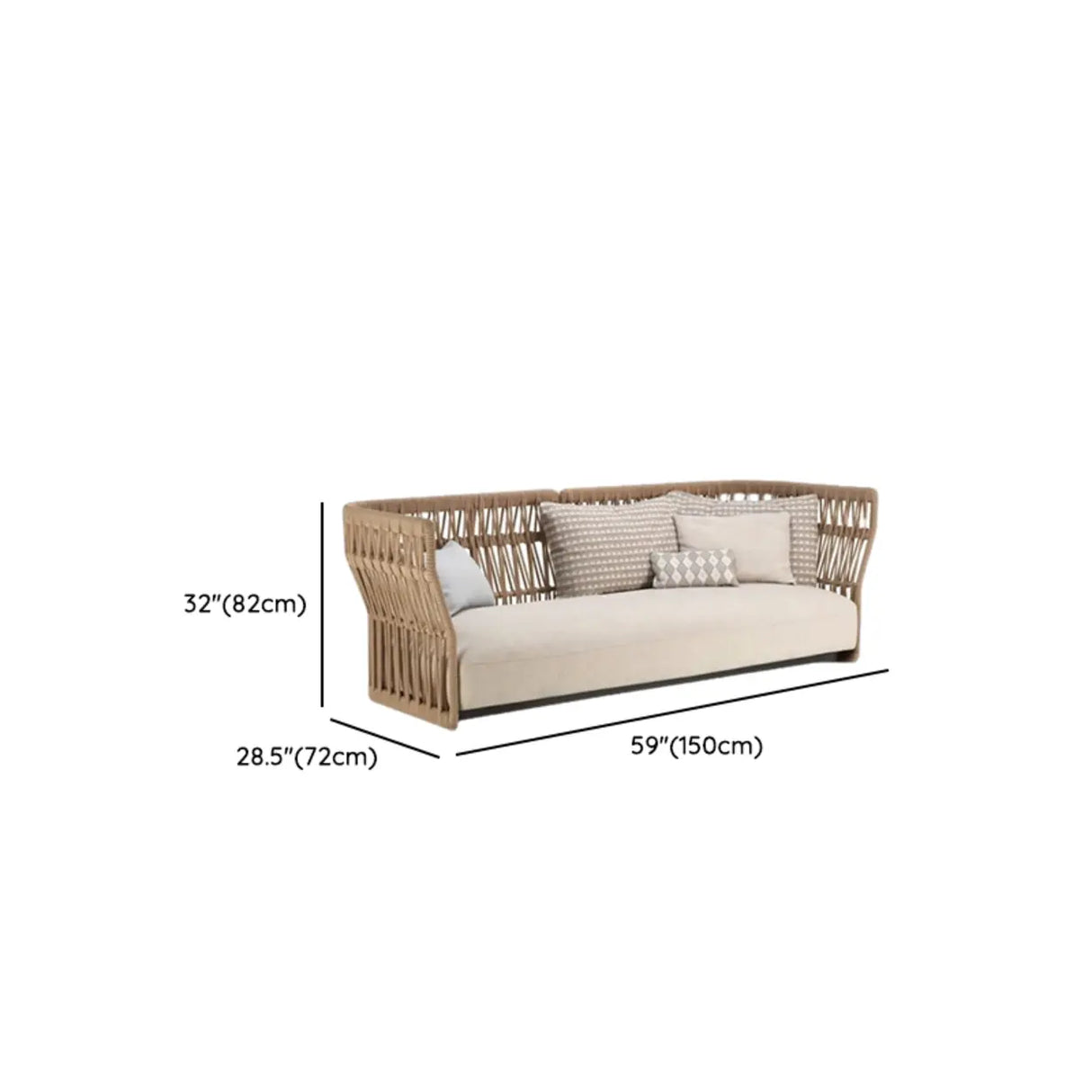 Waterproof Beige Outdoor Patio Rope Sofa Set with Cushions Image - 11