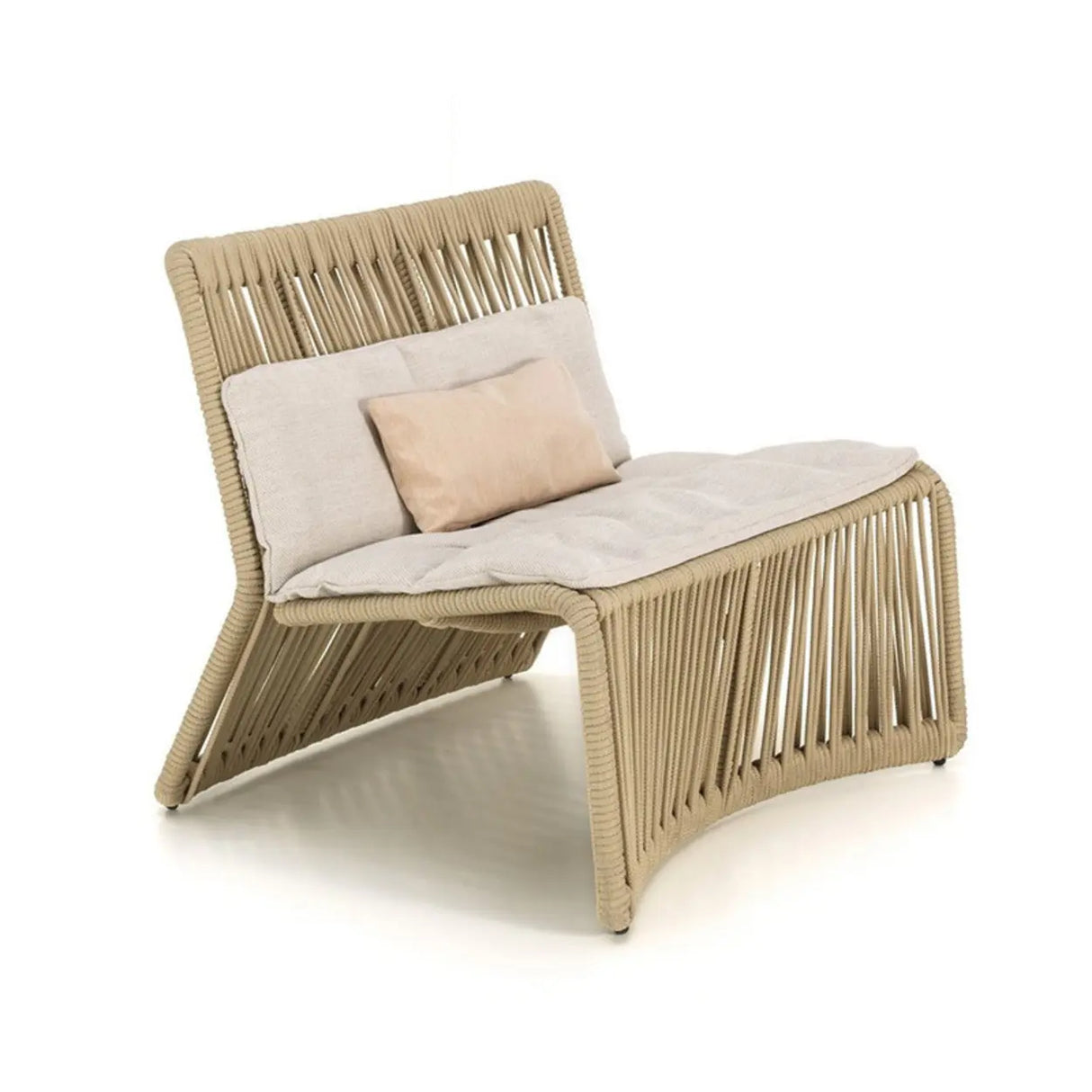 Waterproof Beige Outdoor Patio Rope Sofa Set with Cushions Image - 3