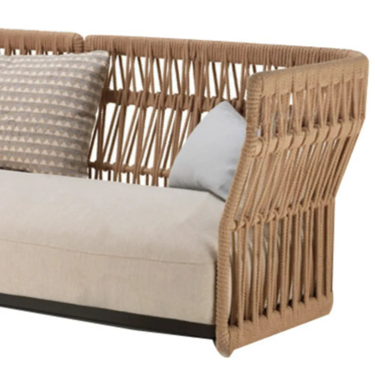 Waterproof Beige Outdoor Patio Rope Sofa Set with Cushions Image - 9