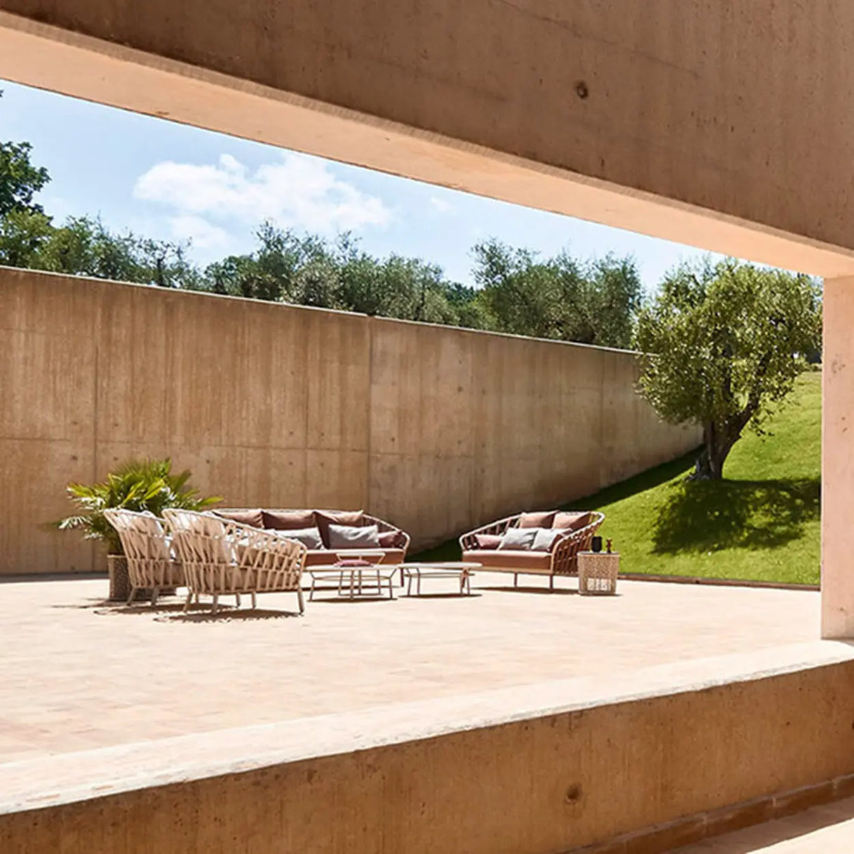 Waterproof Beige Outdoor Wicker Sectional Sofa Set Image - 1