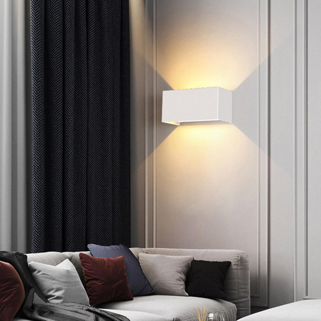 Waterproof Black Square Up Down Outdoor Wall Sconce Image - 3