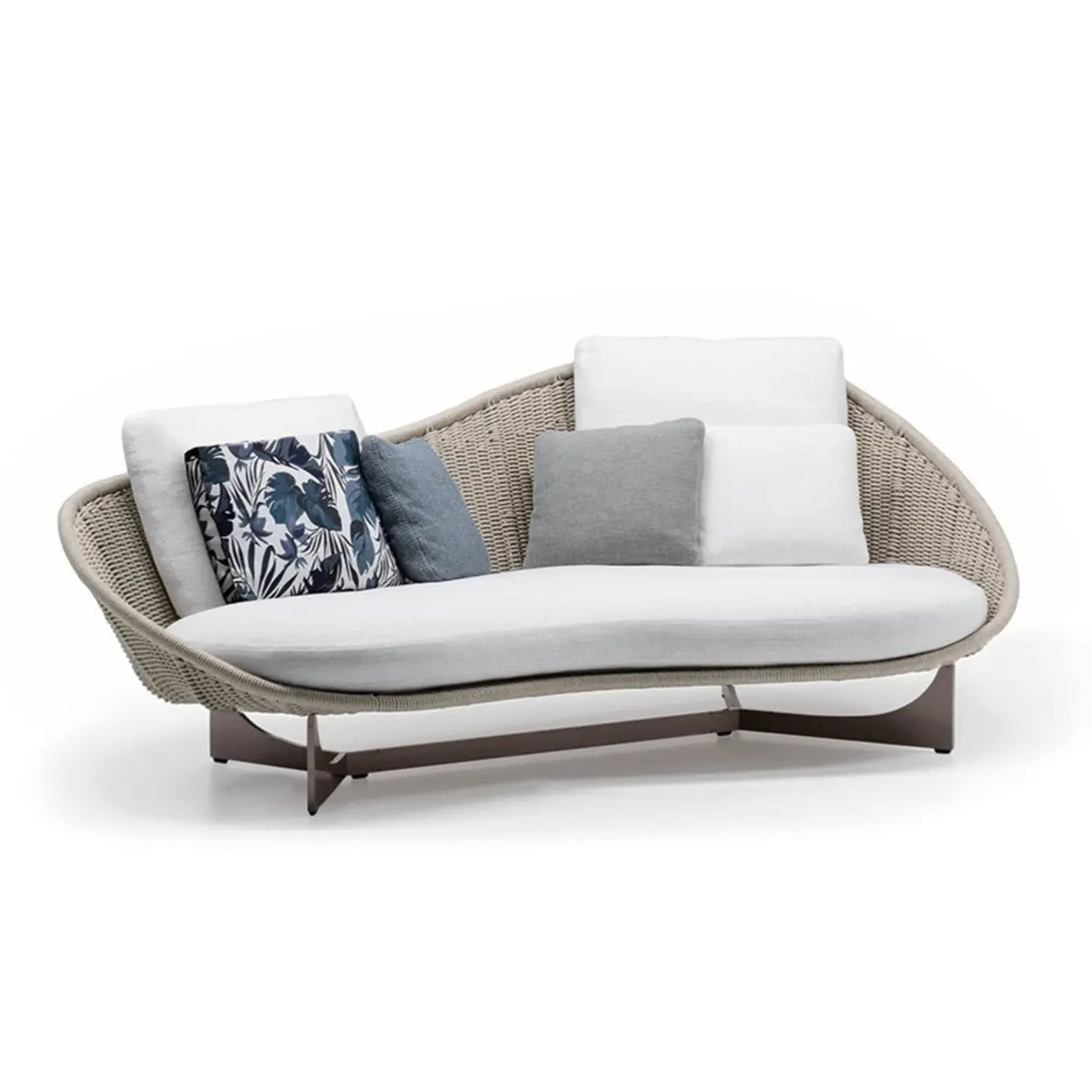 Waterproof Curved Wicker Beige Cushions Patio Sofa Set Image - 3