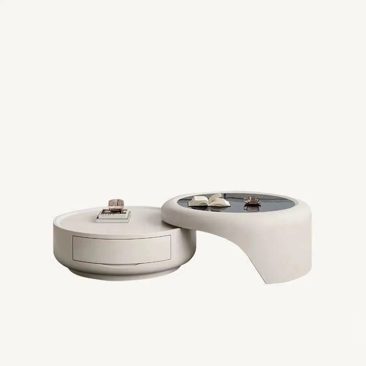 Waterproof Glass Round Storage Nesting Coffee Table Image - 5