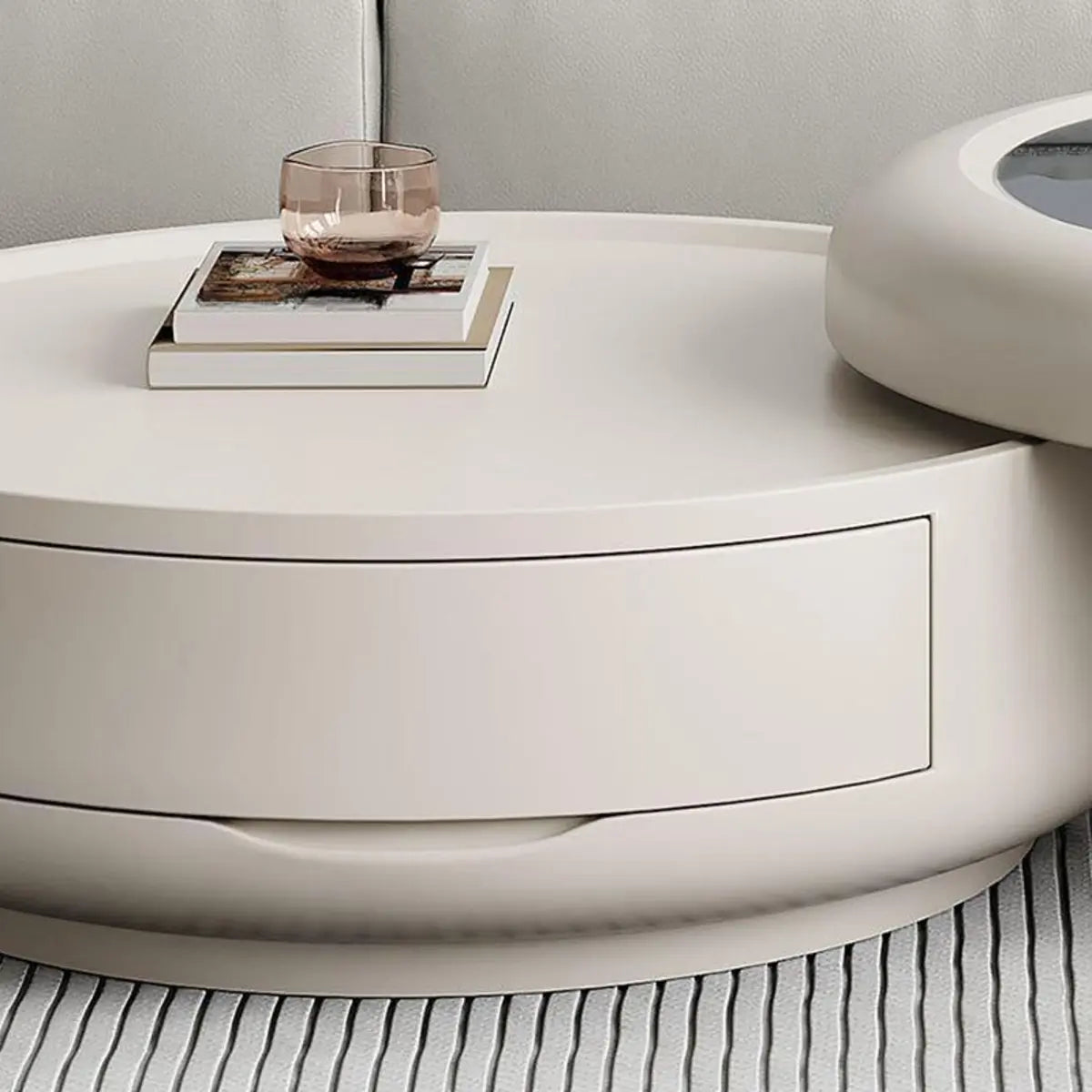 Waterproof Glass Round Storage Nesting Coffee Table Image - 6