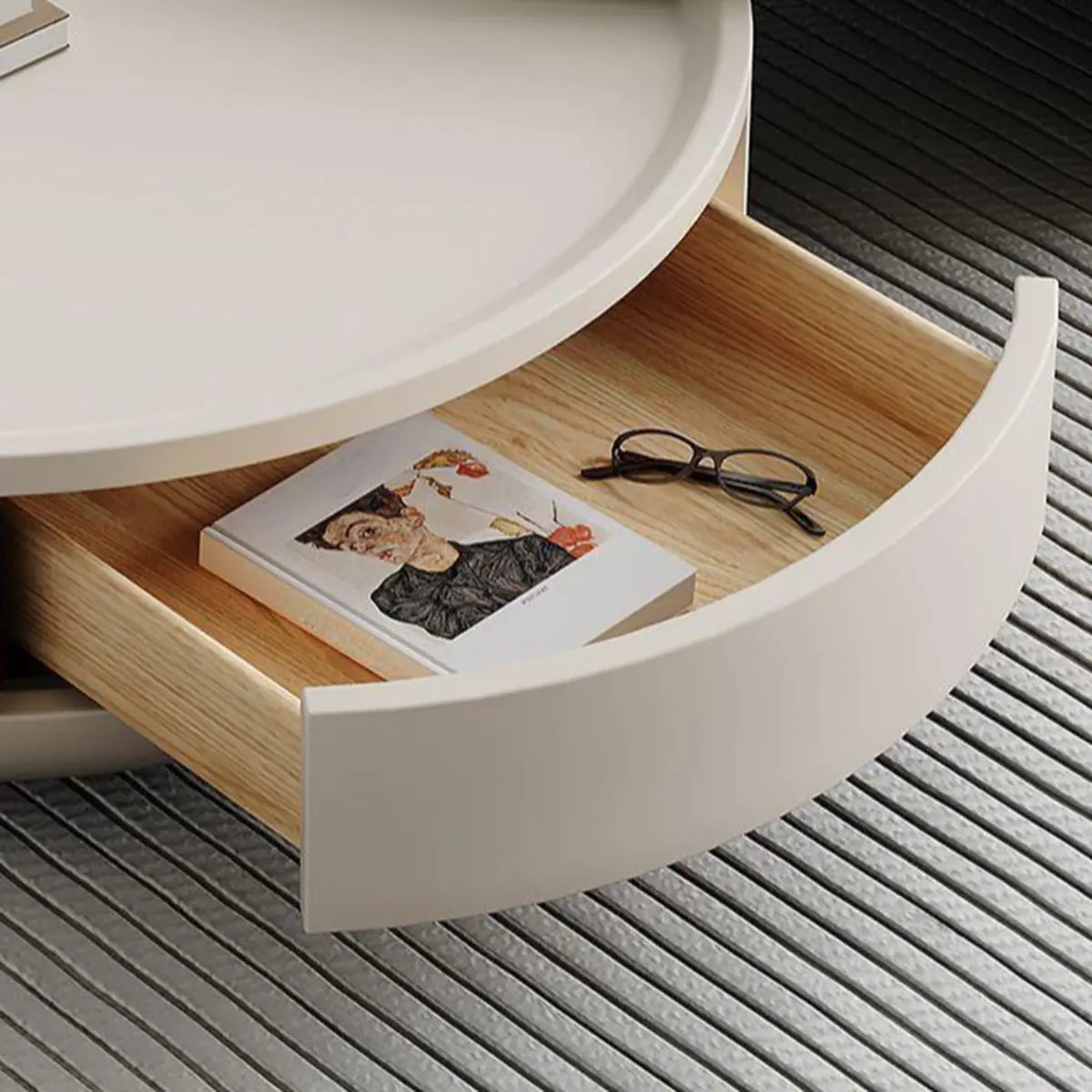 Waterproof Glass Round Storage Nesting Coffee Table Image - 7