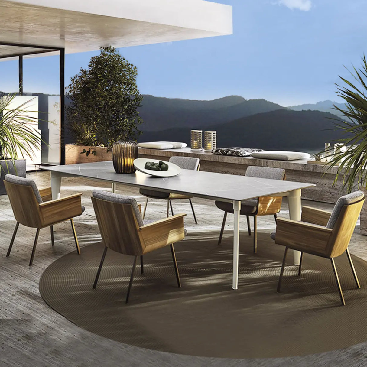 Waterproof Green Teak Lounge Sofa Set with Cushions Image - 4