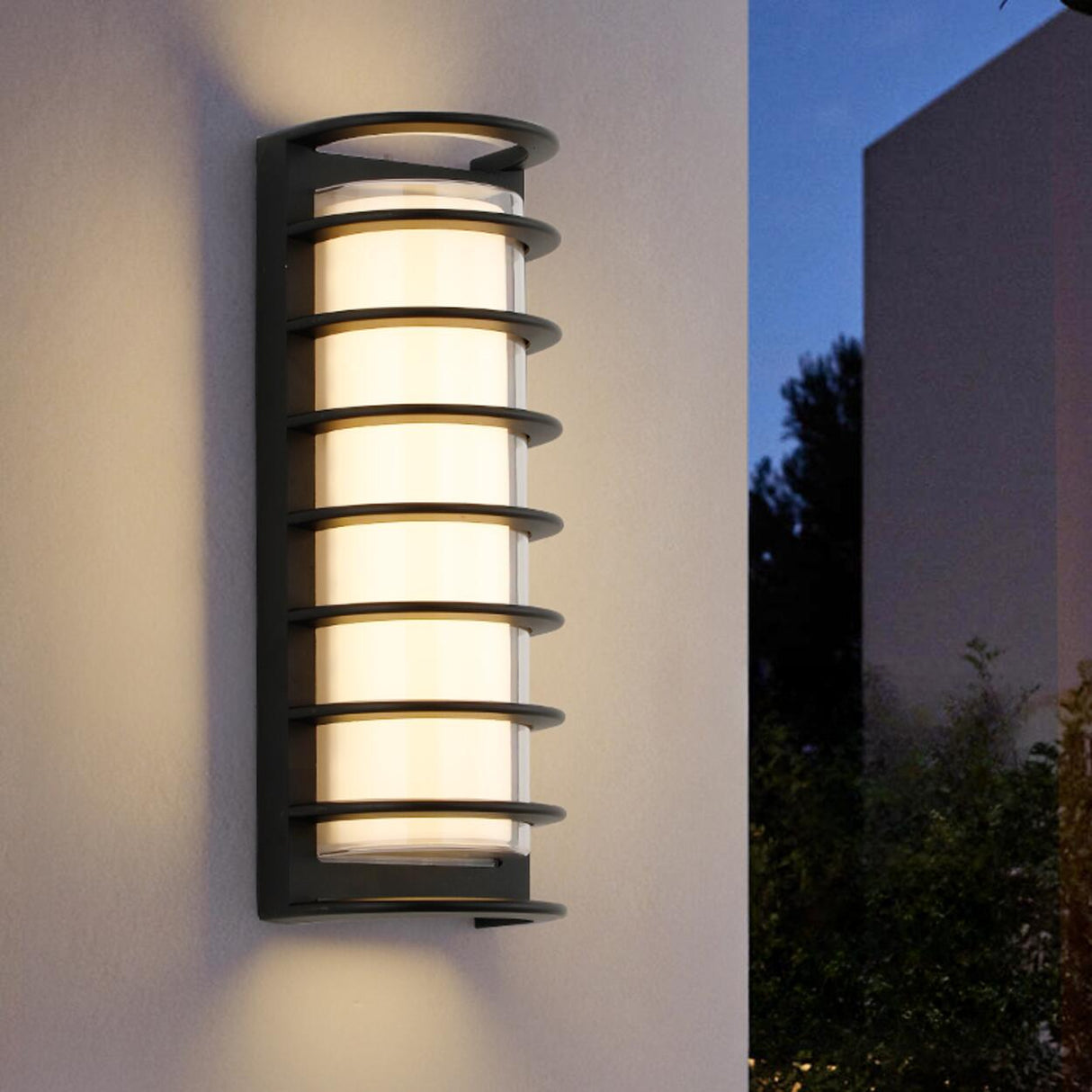 Waterproof Grid Design Black Outdoor LED Wall Sconce Image - 1