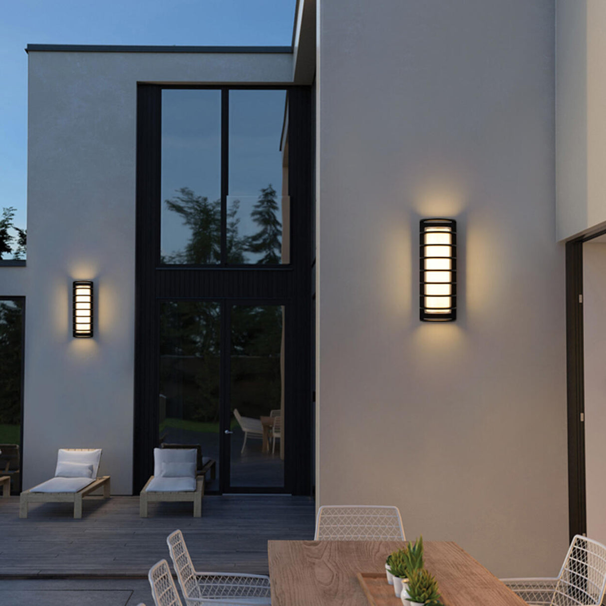 Waterproof Grid Design Black Outdoor LED Wall Sconce Image - 6