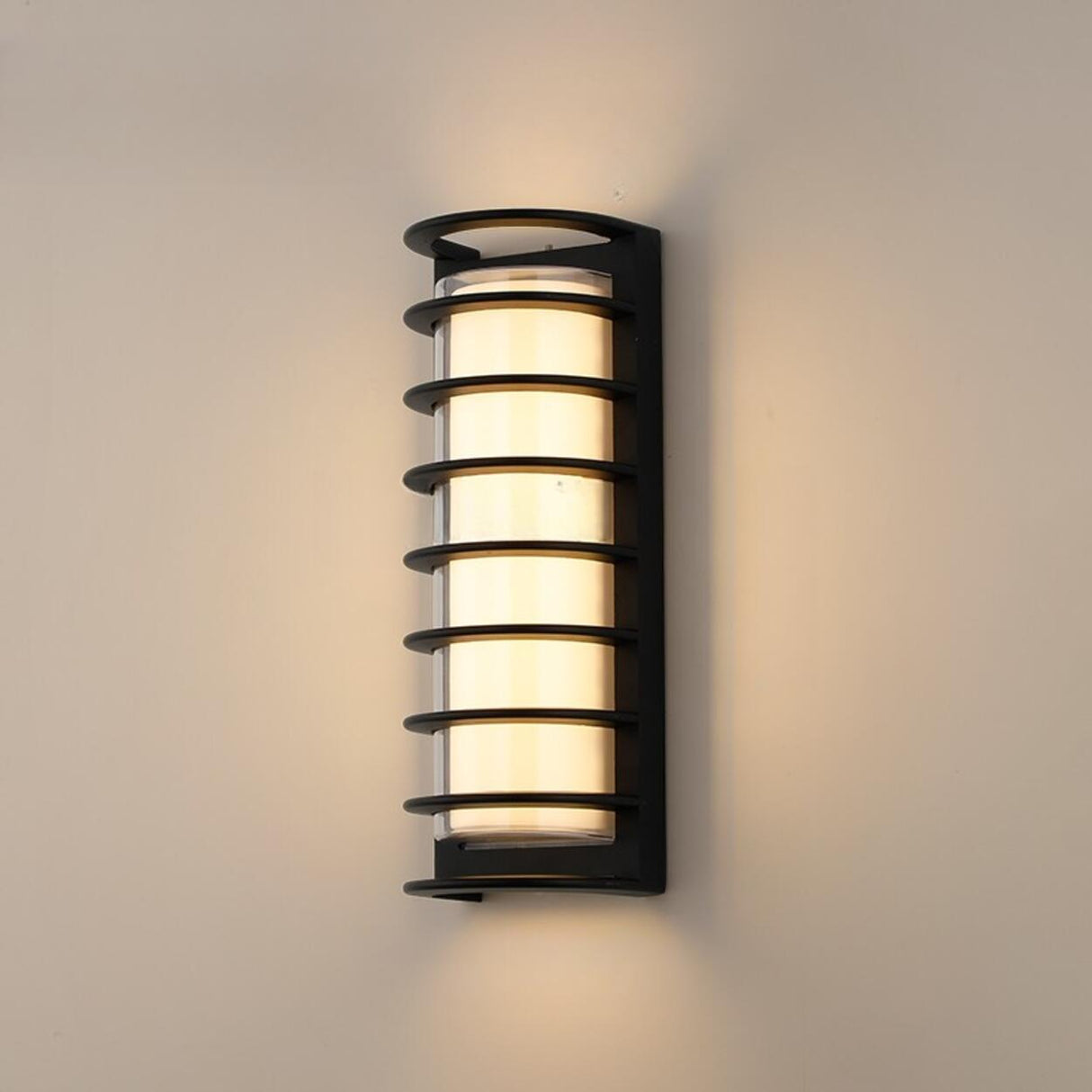 Waterproof Grid Design Black Outdoor LED Wall Sconce Image - 7