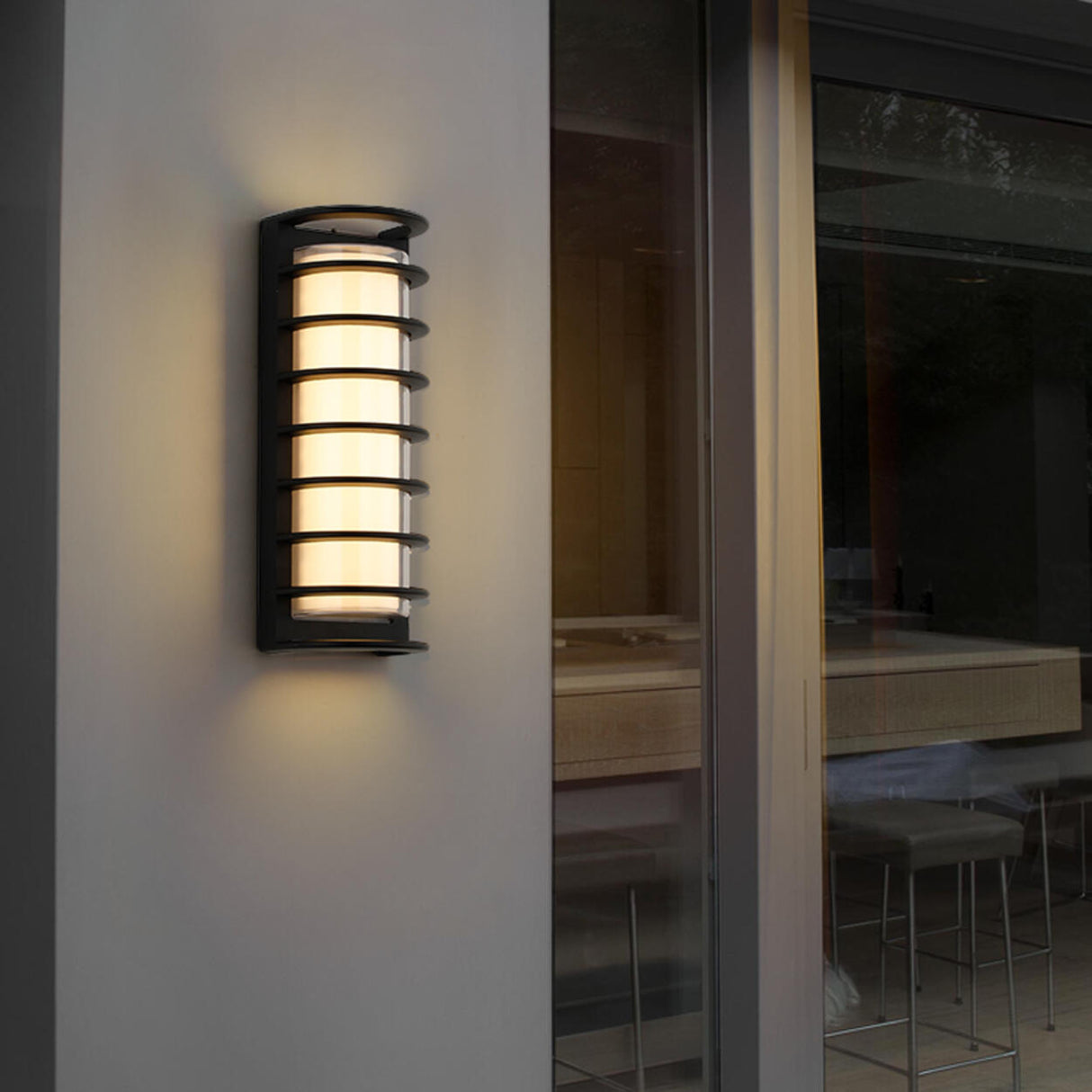 Waterproof Grid Design Black Outdoor LED Wall Sconce Image - 8