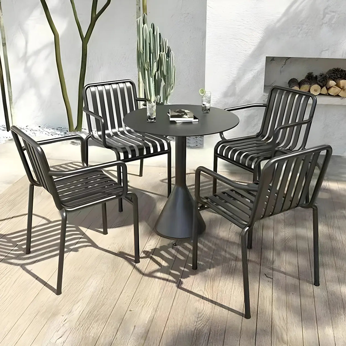 Waterproof Iron Frame Outdoor Round Coffee Table Image - 1