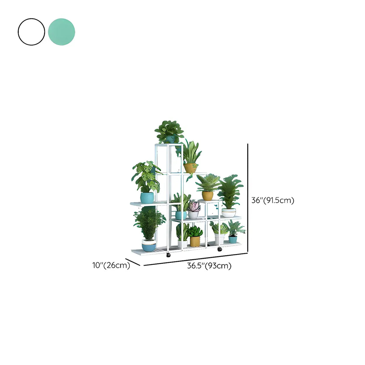 Waterproof Metal Rolling White Plant Stand with Wheels Image - 22