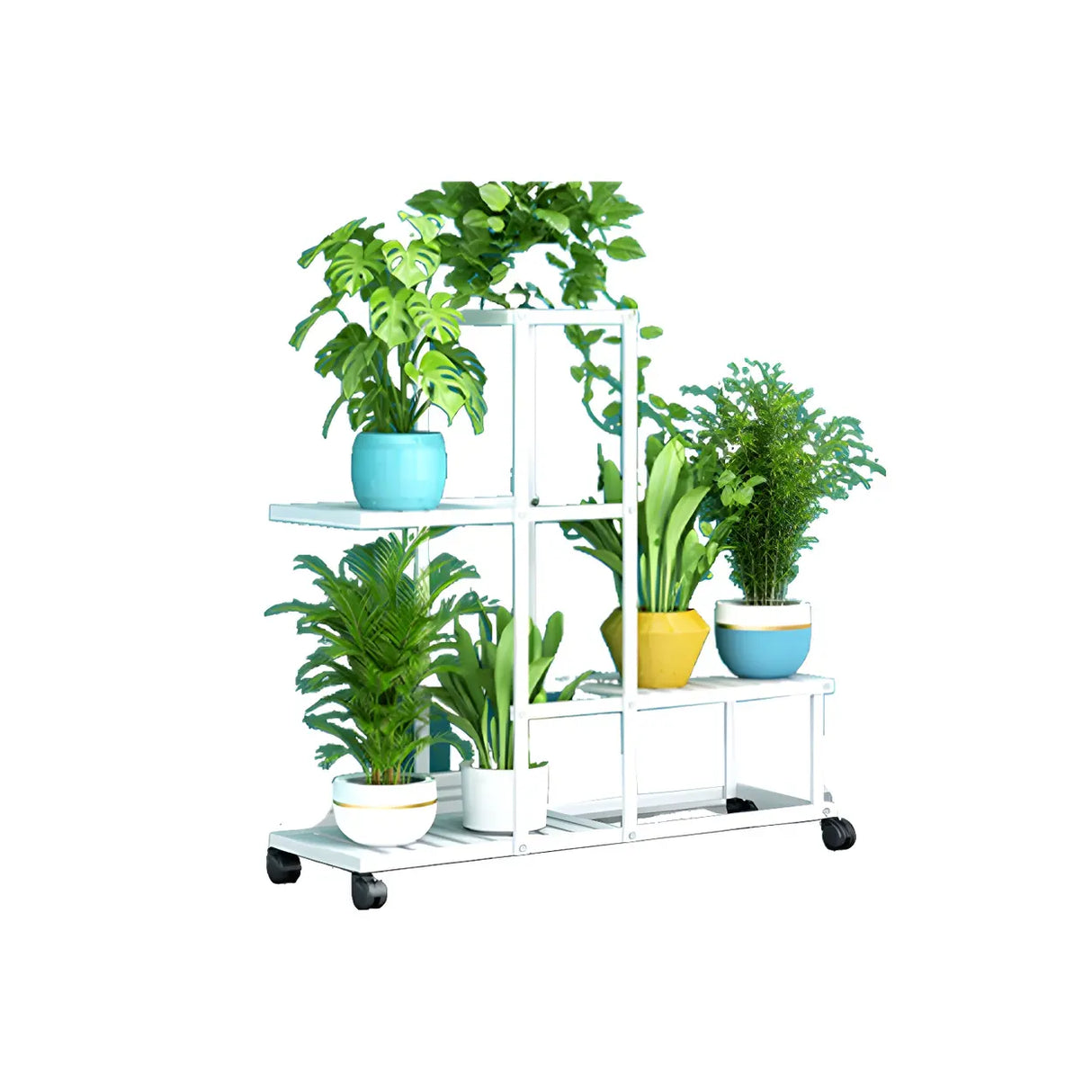 Waterproof Metal Rolling White Plant Stand with Wheels Image - 9