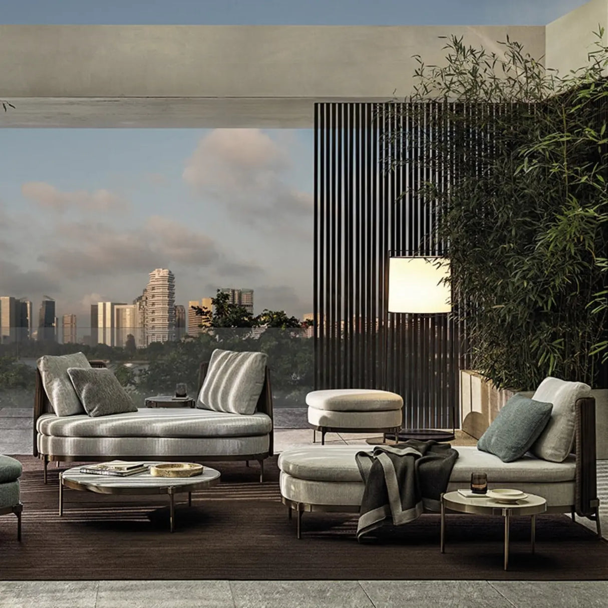 Waterproof Modish Gray Fabric Patio Sectional Sofa Set Image - 6