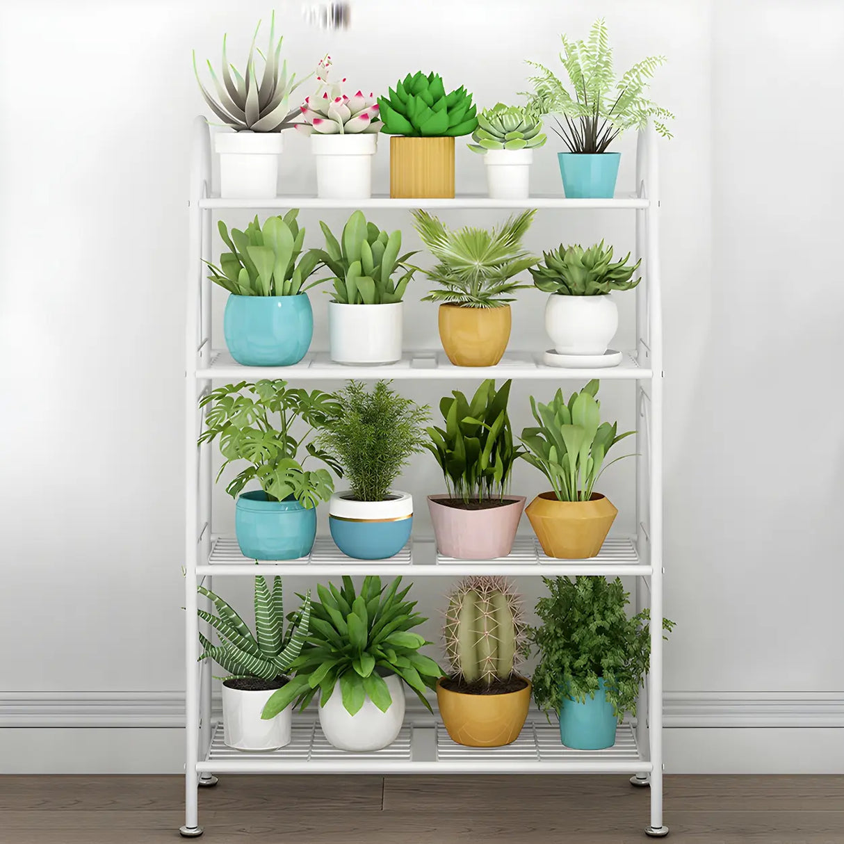 Waterproof Multi-Tiered Metal White Display Plant Stand Image - 1