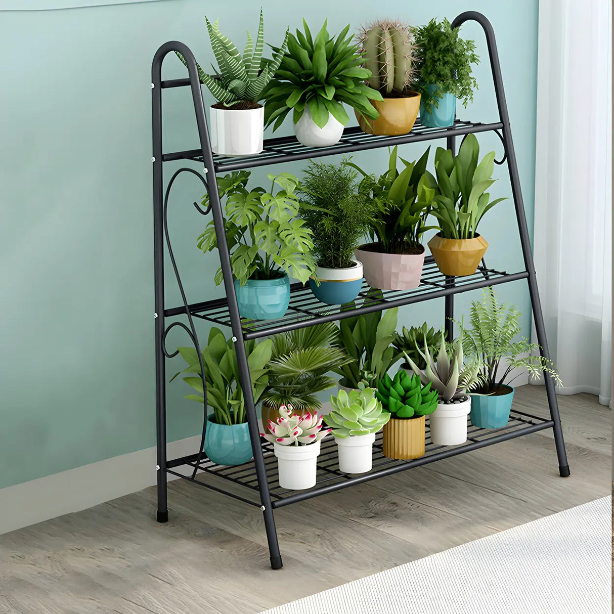 Waterproof Multi-Tiered Metal White Display Plant Stand Image - 11