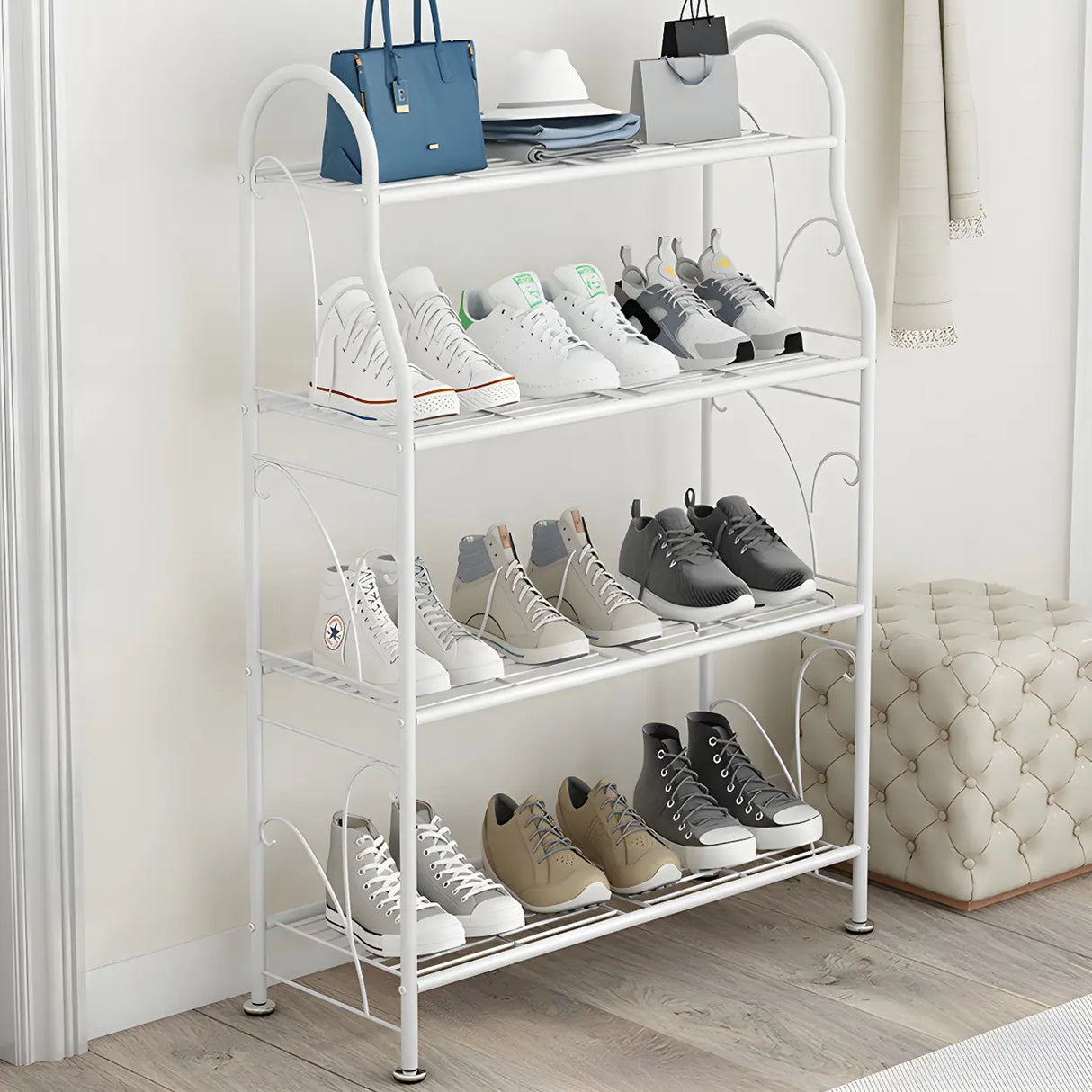 Waterproof Multi-Tiered Metal White Display Plant Stand Image - 17