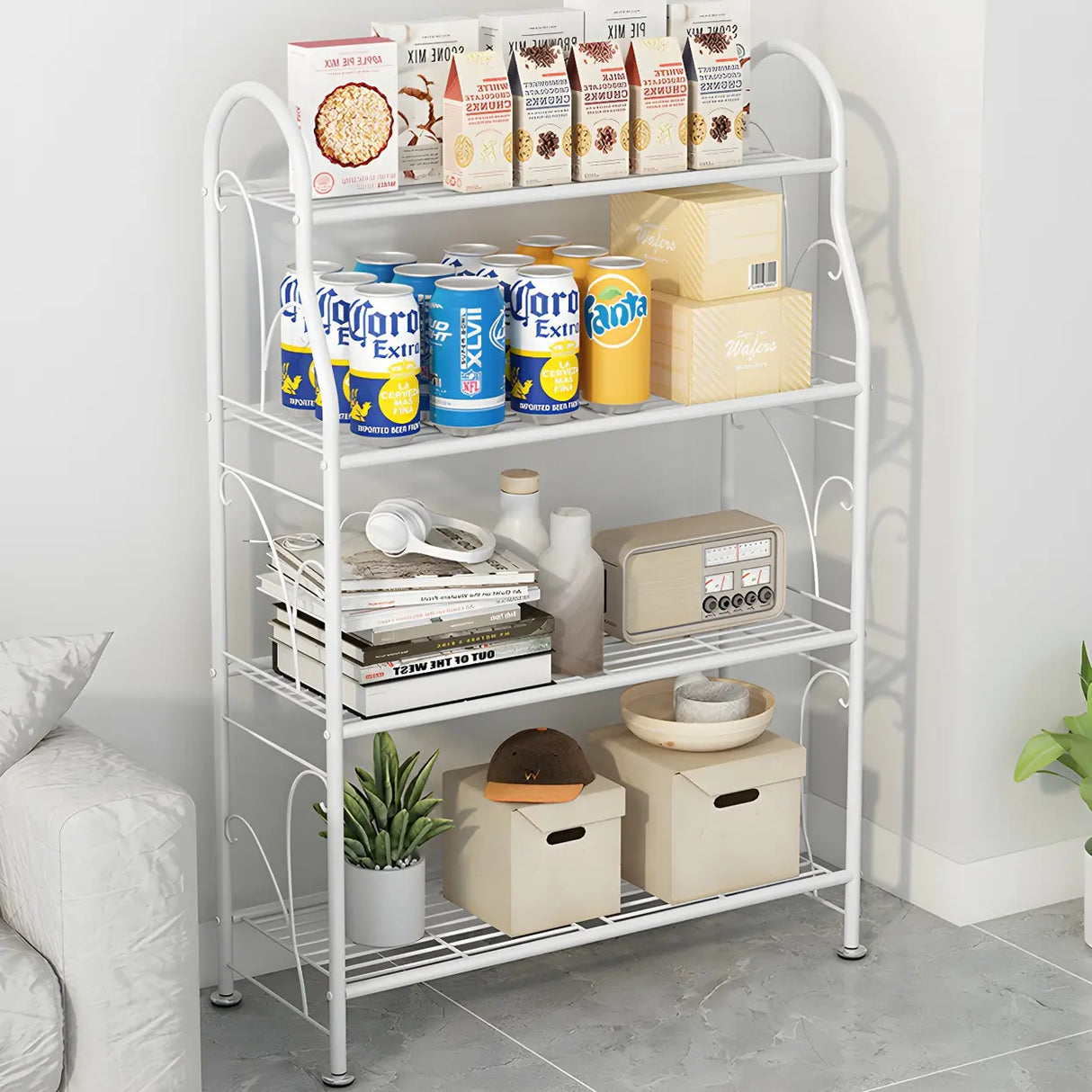 Waterproof Multi-Tiered Metal White Display Plant Stand Image - 18