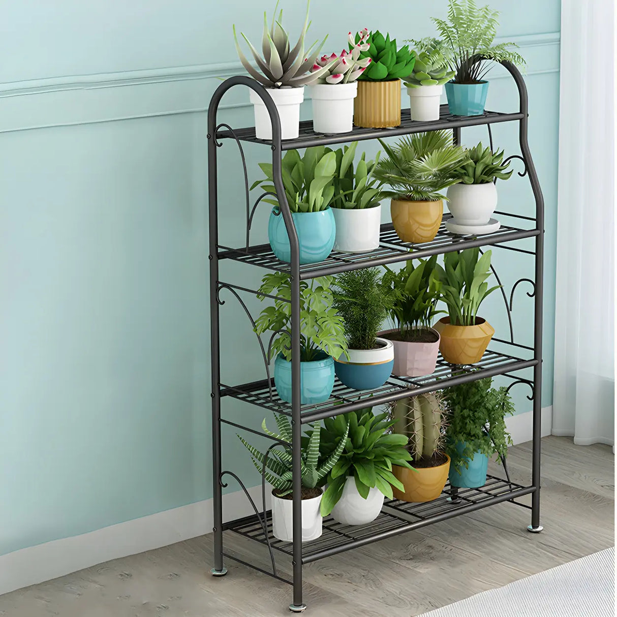 Waterproof Multi-Tiered Metal White Display Plant Stand Image - 3