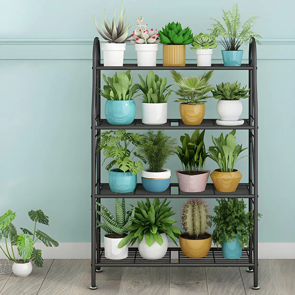 Waterproof Multi-Tiered Metal White Display Plant Stand Image - 4