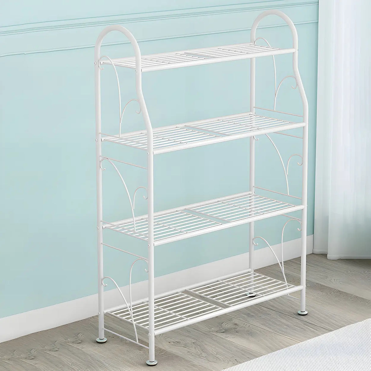 Waterproof Multi-Tiered Metal White Display Plant Stand Image - 5