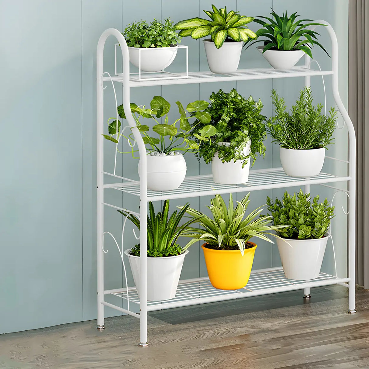 Waterproof Multi-Tiered Metal White Display Plant Stand Image - 6