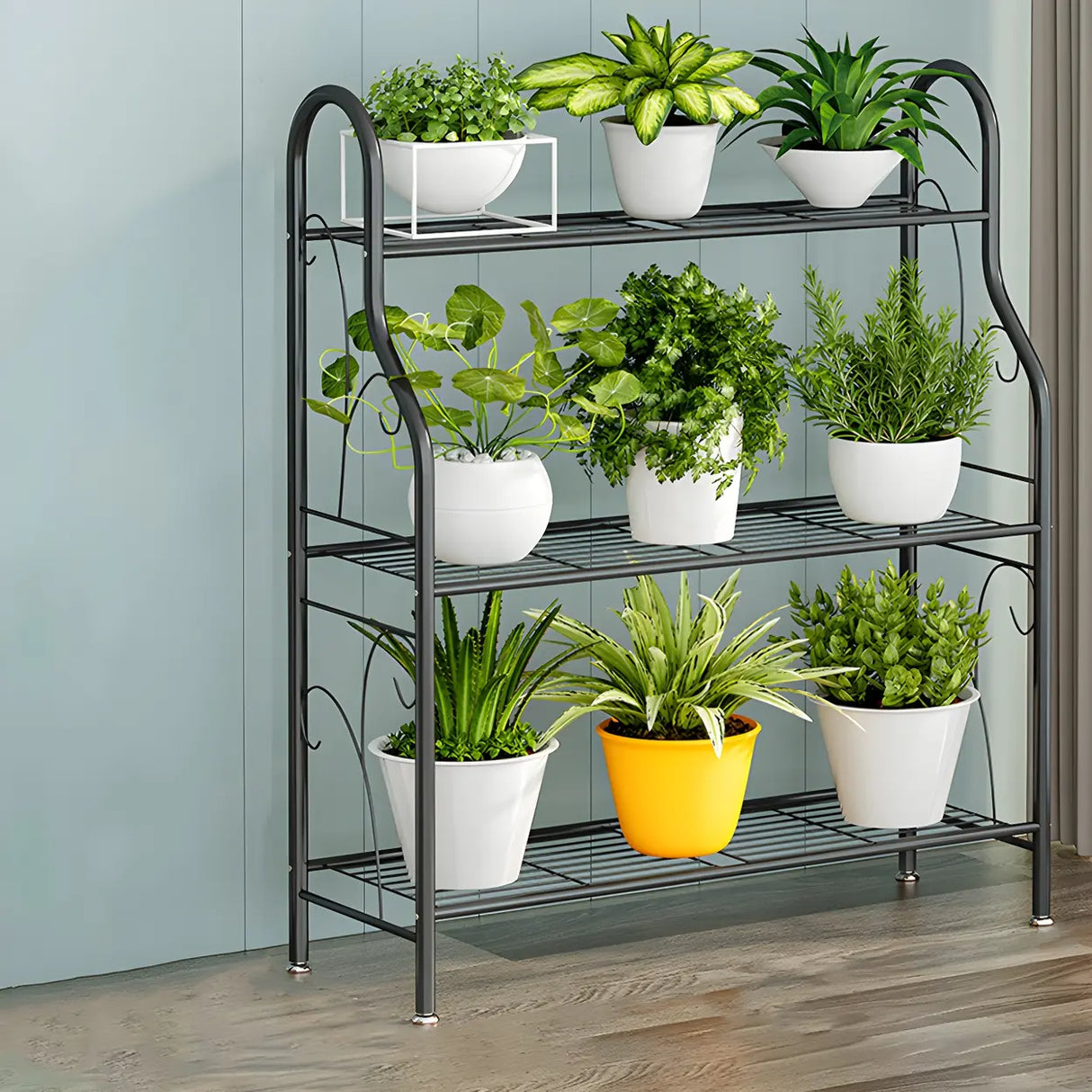 Waterproof Multi-Tiered Metal White Display Plant Stand Image - 8