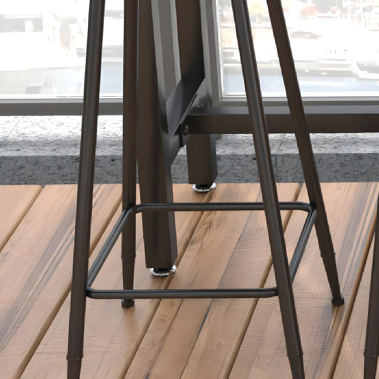 Waterproof Outdoor Black Rectangular Metal Patio Table Image - 11