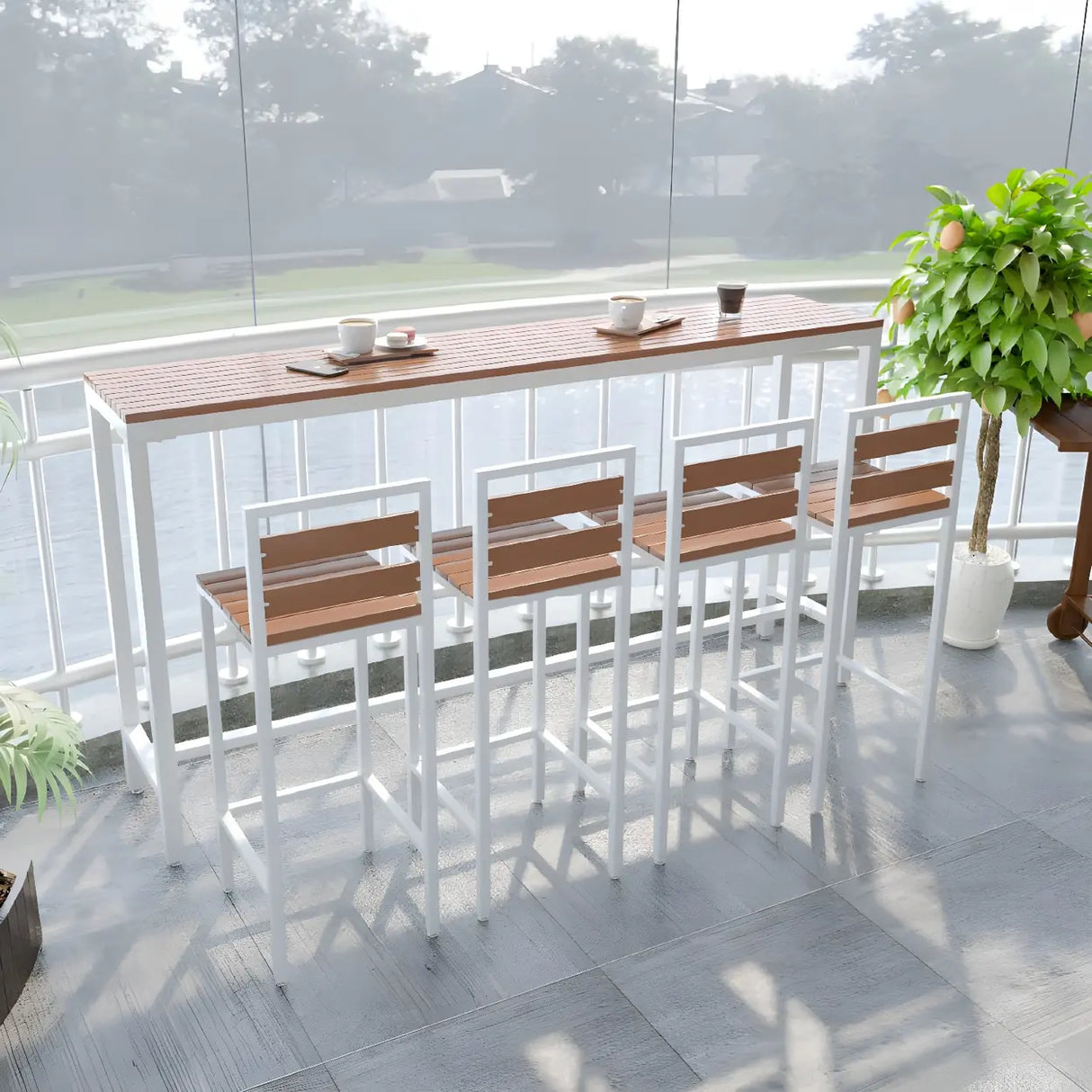 Waterproof Outdoor Black Rectangular Metal Patio Table Image - 13