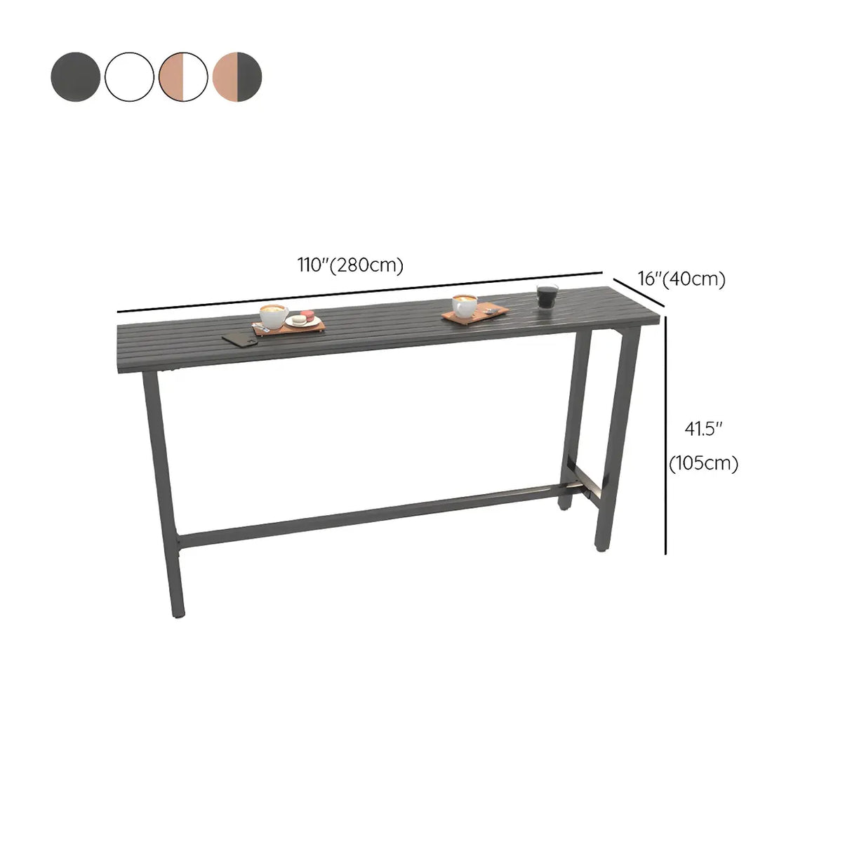 Waterproof Outdoor Black Rectangular Metal Patio Table Image - 24