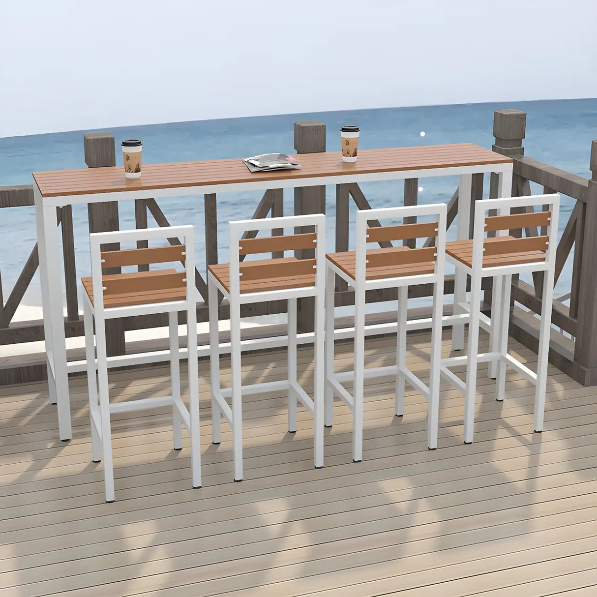 Waterproof Outdoor Black Rectangular Metal Patio Table Image - 3