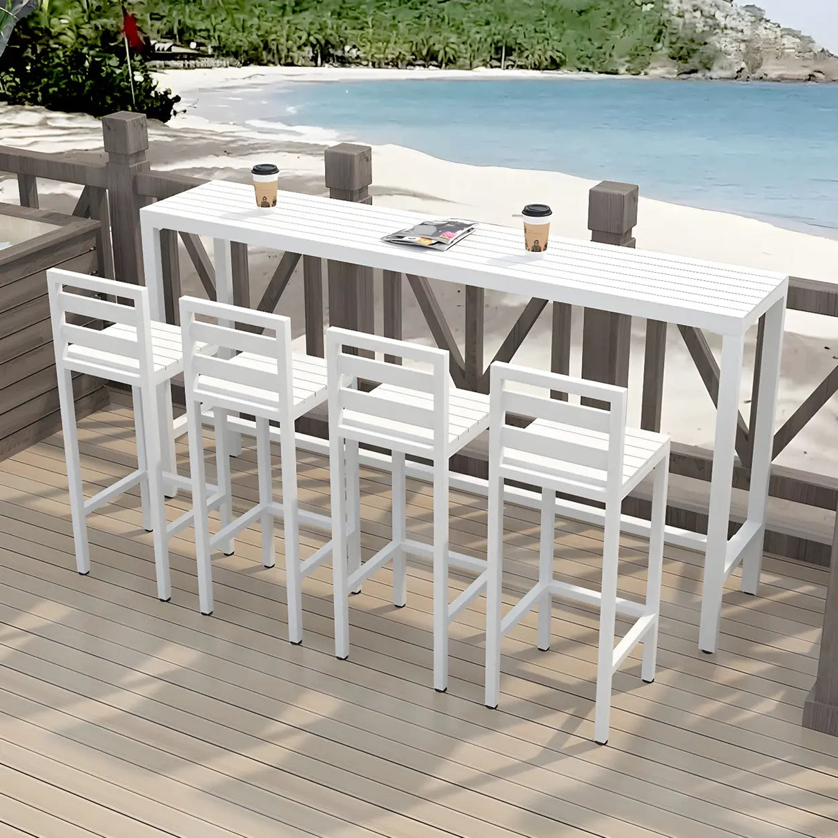 Waterproof Outdoor Black Rectangular Metal Patio Table Image - 4