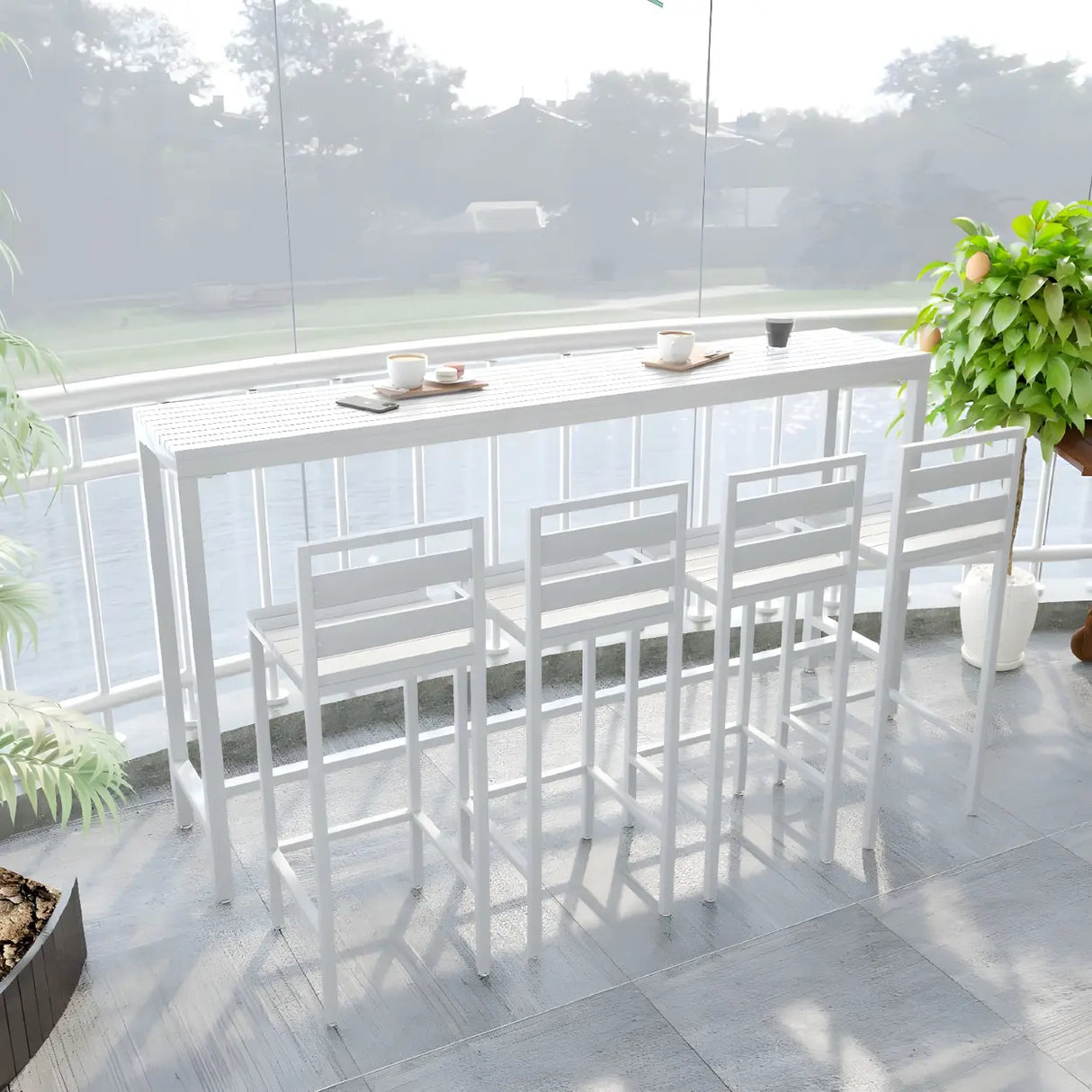 Waterproof Outdoor Black Rectangular Metal Patio Table Image - 5