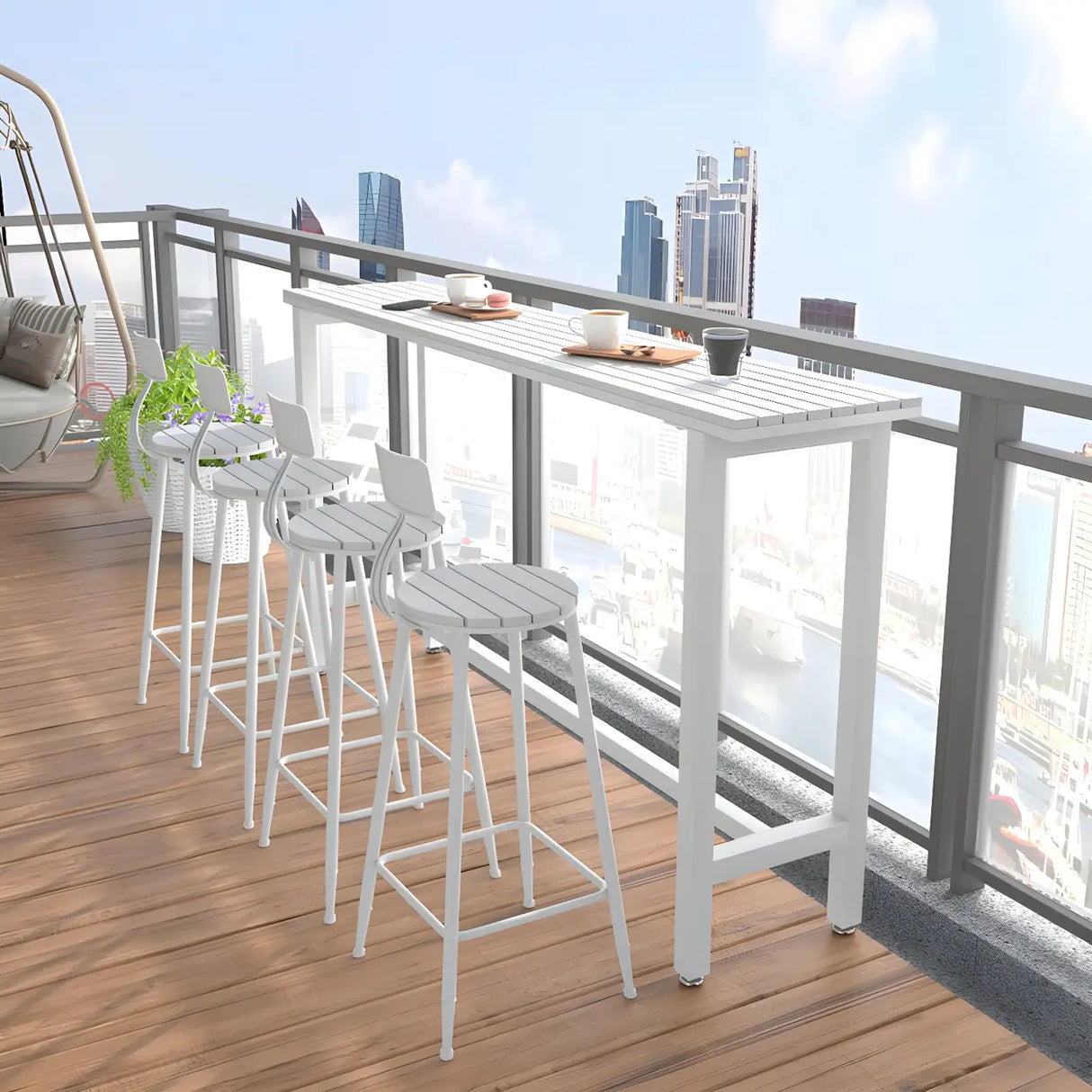 Waterproof Outdoor Black Rectangular Metal Patio Table Image - 8