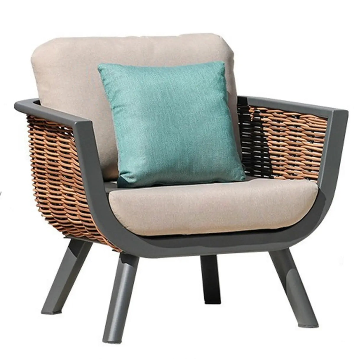 Waterproof Outdoor Brown Wicker Patio Chairs With Cushions Image - 13