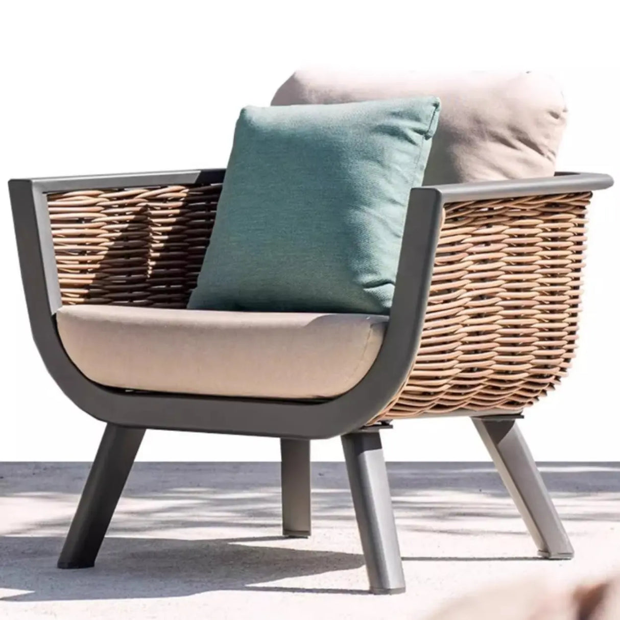 Waterproof Outdoor Brown Wicker Patio Chairs With Cushions Image - 4