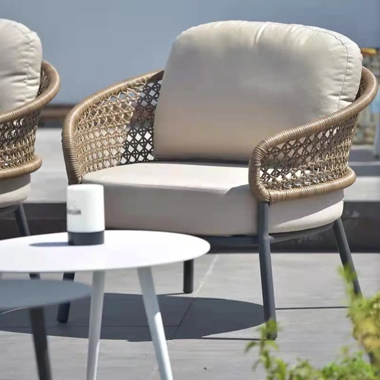 Waterproof Outdoor Round Wicker Beige Patio Furniture Set Image - 4