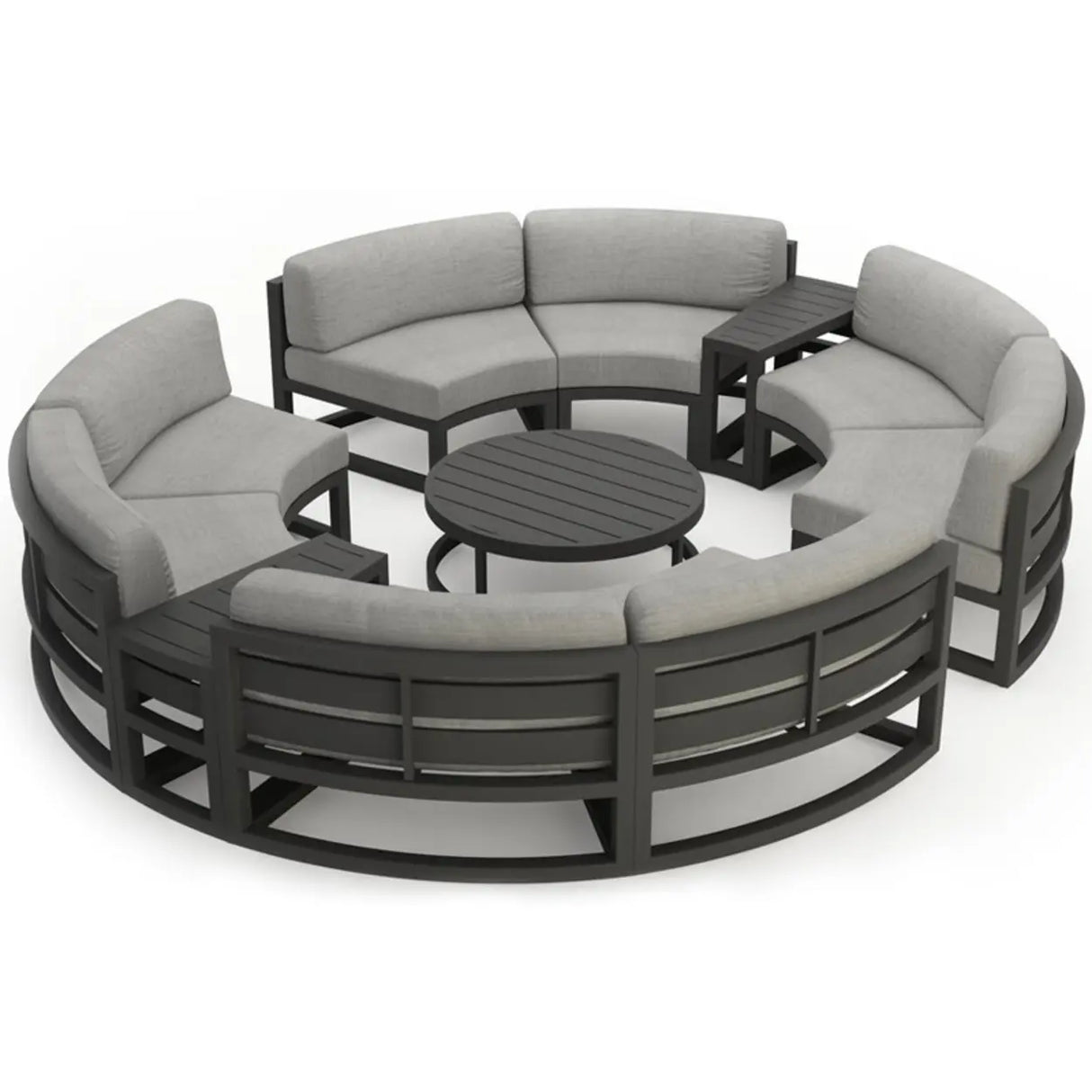 Waterproof Round Upholstered Black Patio Conversation Sofa Image - 2