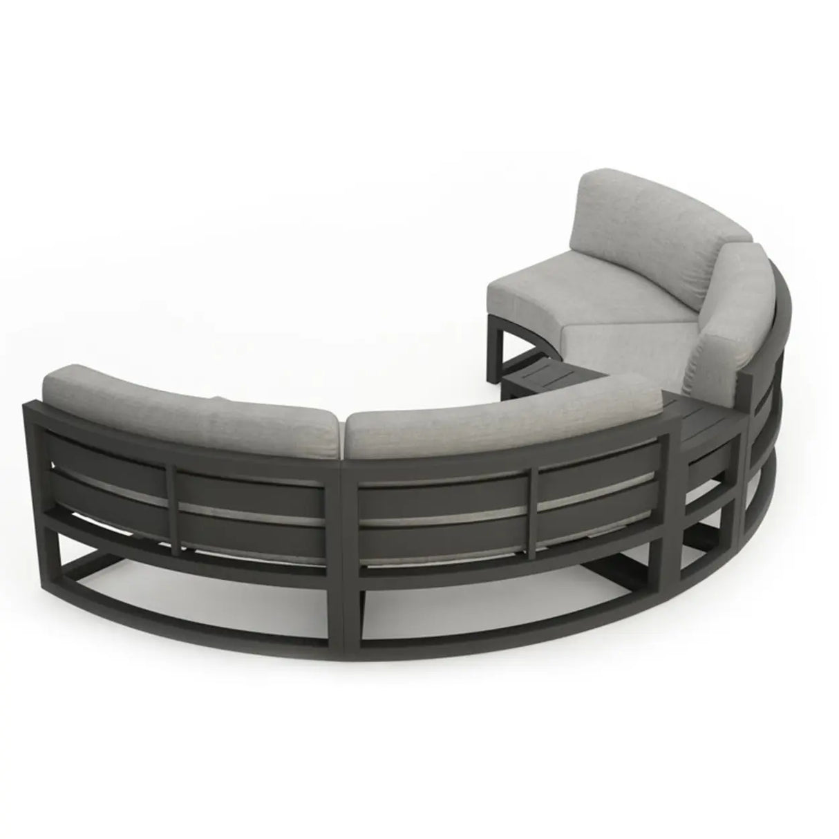 Waterproof Round Upholstered Black Patio Conversation Sofa Image - 5