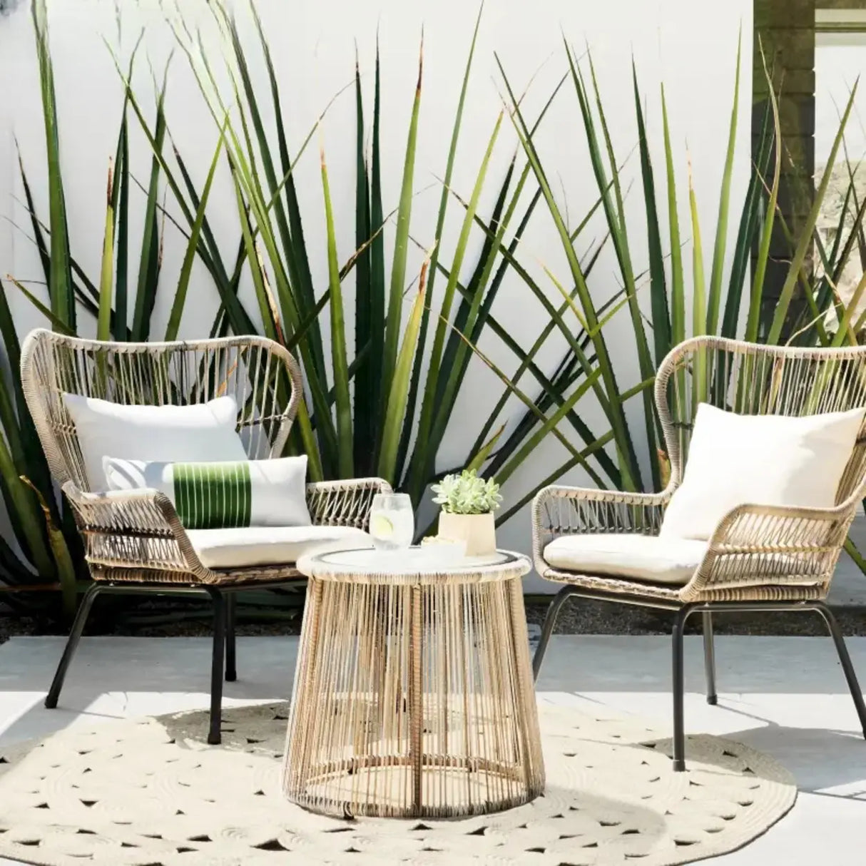 Waterproof Round Wicker and Rattan Patio Conversation Sets Image - 6
