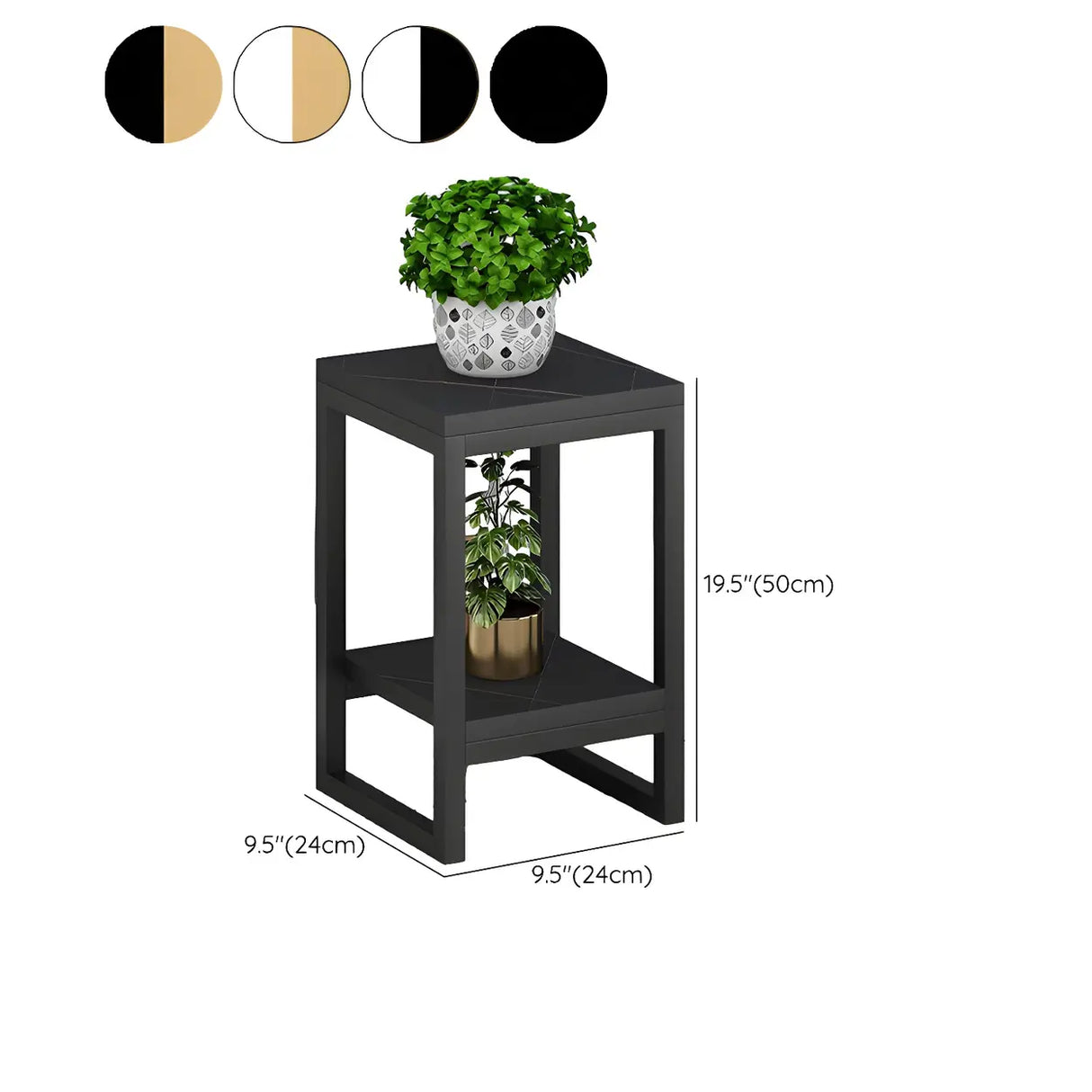 Waterproof Square Metal 2 Tiers Gold Display Plant Stand
