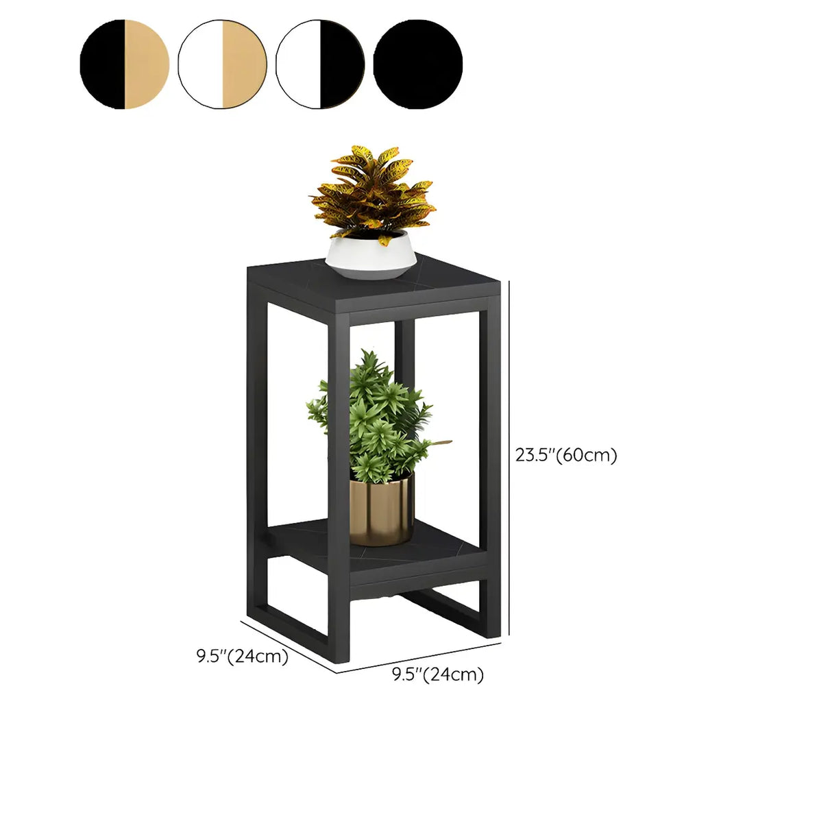 Waterproof Square Metal 2 Tiers Gold Display Plant Stand Image - 43