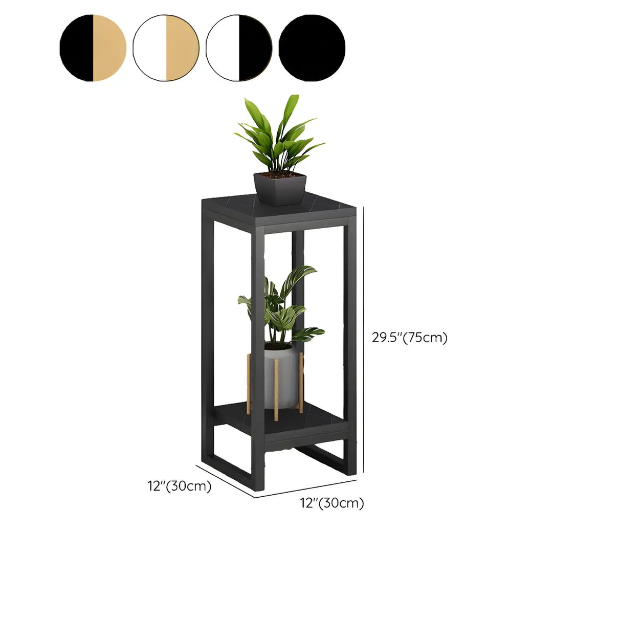 Waterproof Square Metal 2 Tiers Gold Display Plant Stand Image - 48