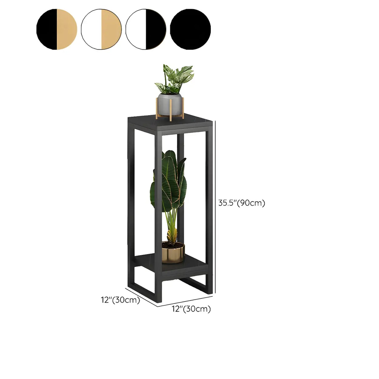 Waterproof Square Metal 2 Tiers Gold Display Plant Stand Image - 49