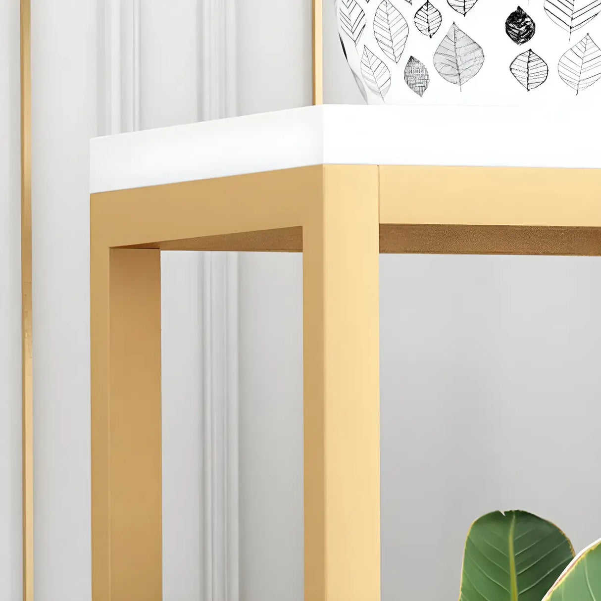 Waterproof Square Metal 2 Tiers Gold Display Plant Stand Image - 7