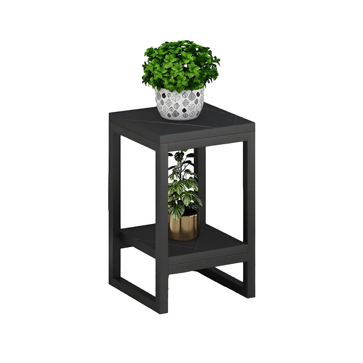 Waterproof Square Metal 2 Tiers Gold Display Plant Stand Image - 9