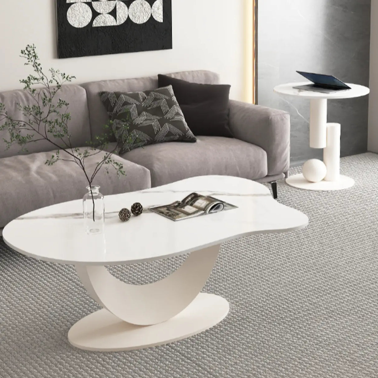 Waterproof Stone Free Form Abstract Base Coffee Table Image - 6